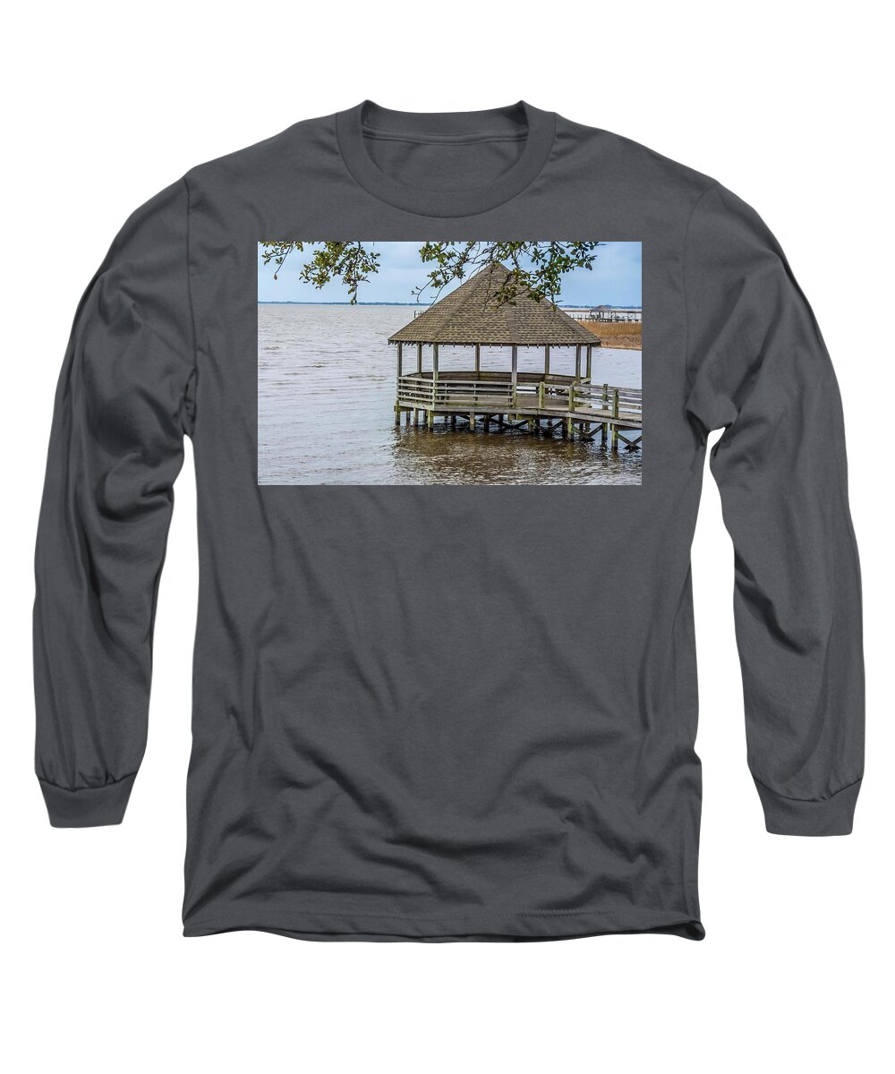 Water Long Sleeve T-Shirt featuring the photograph Gazebo On Water by Rick Nelson