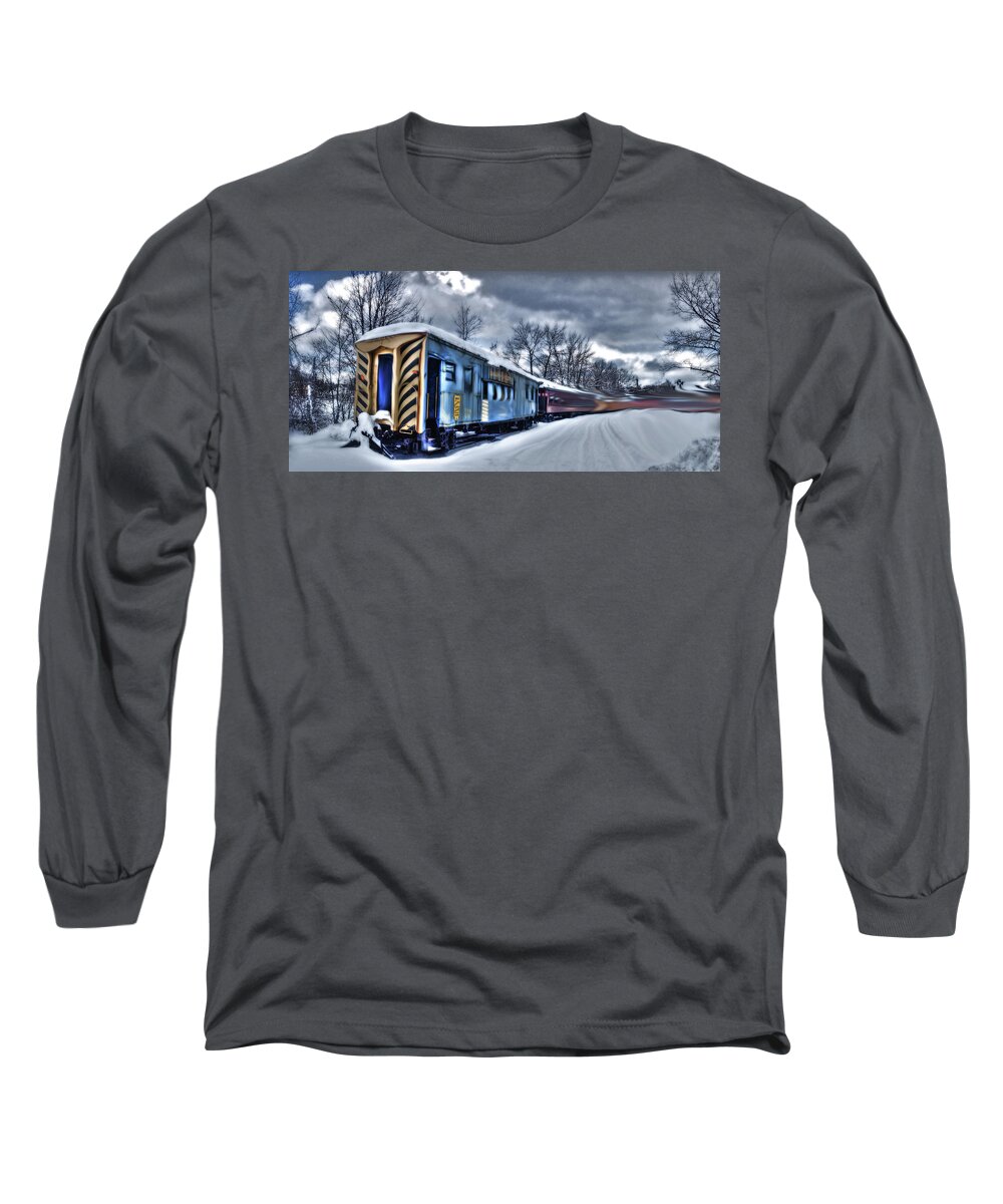Train Long Sleeve T-Shirt featuring the photograph Ghost Train in an Existential Storm by Wayne King