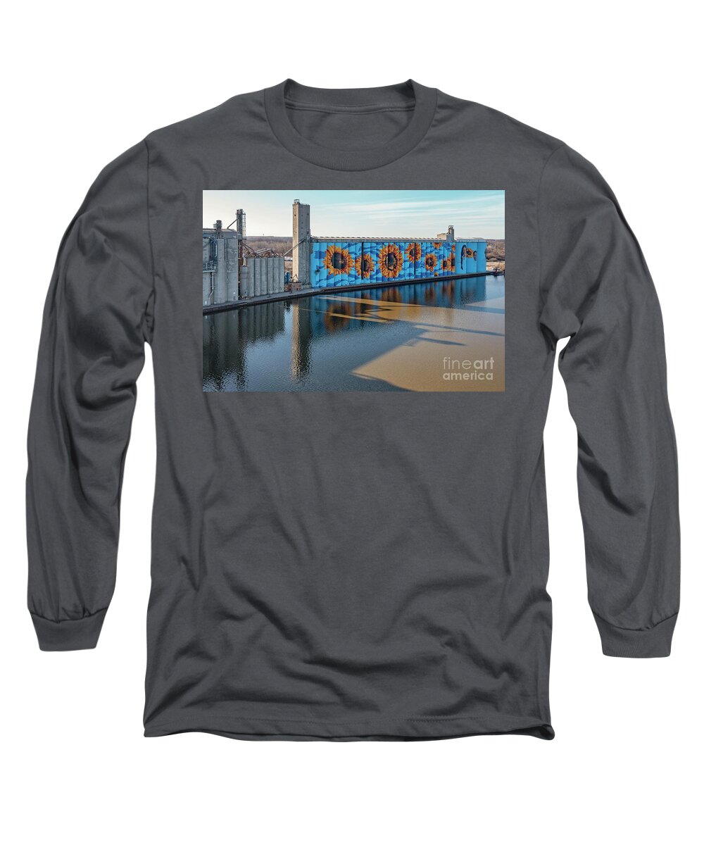 Mural Long Sleeve T-Shirt featuring the photograph Glass City River Wall by Jim West