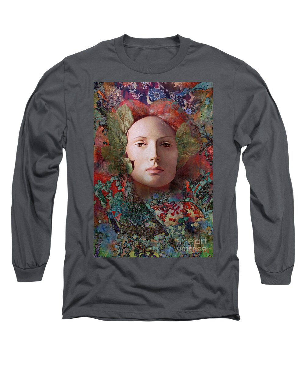 Fantasy Long Sleeve T-Shirt featuring the photograph goddess art photography - Fire Queen by Sharon Hudson