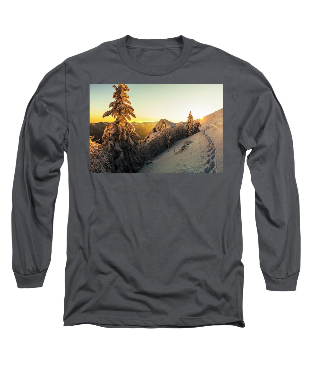 Balkan Mountains Long Sleeve T-Shirt featuring the photograph Golden Winter by Evgeni Dinev