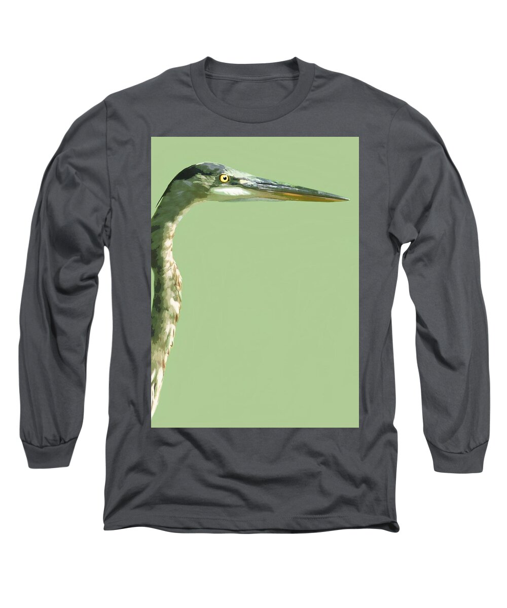 Great Blue Heron Long Sleeve T-Shirt featuring the painting Great Blue Heron  by Judy Cuddehe