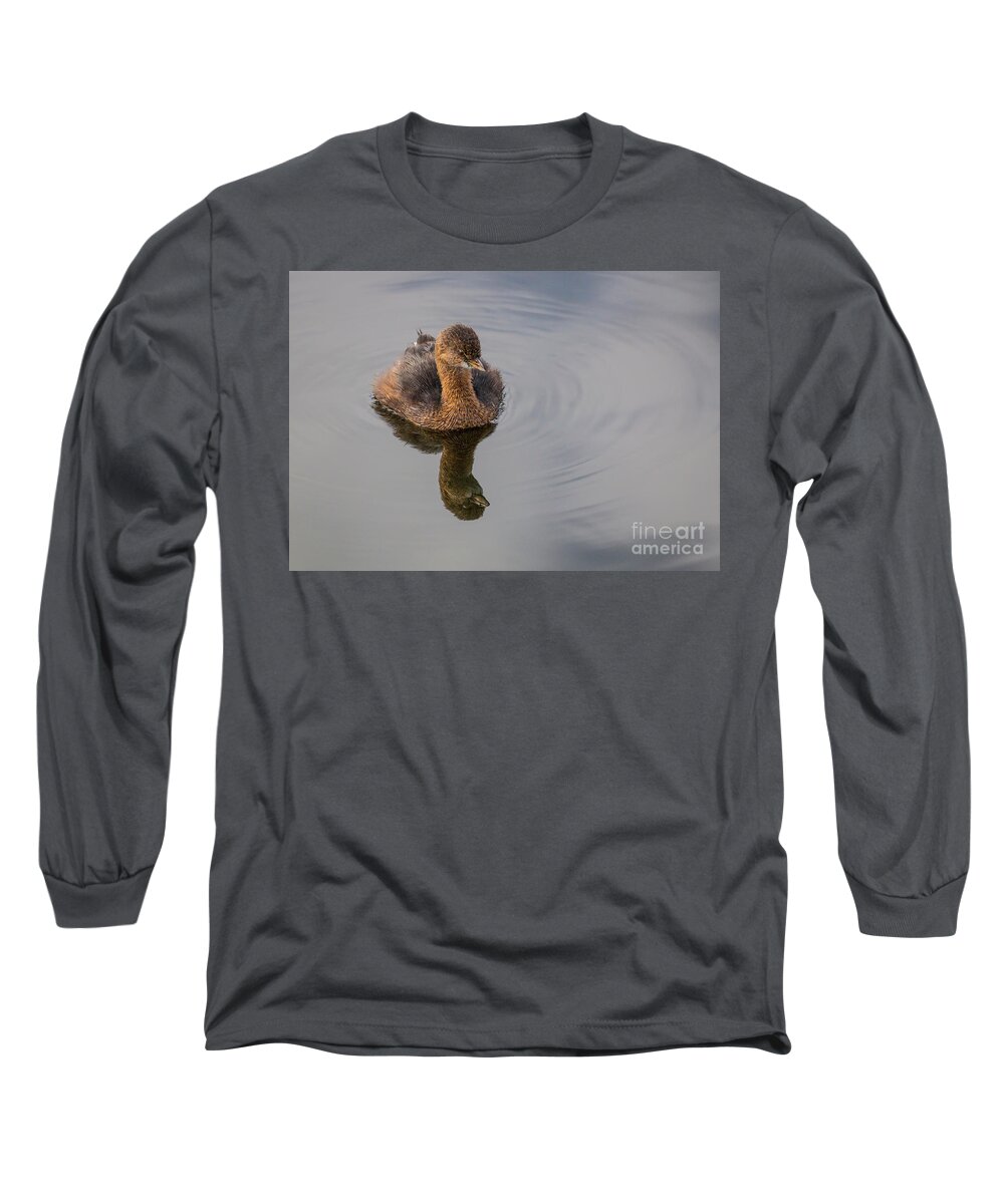 Grebe Long Sleeve T-Shirt featuring the photograph Grebe with Reflection by Tom Claud