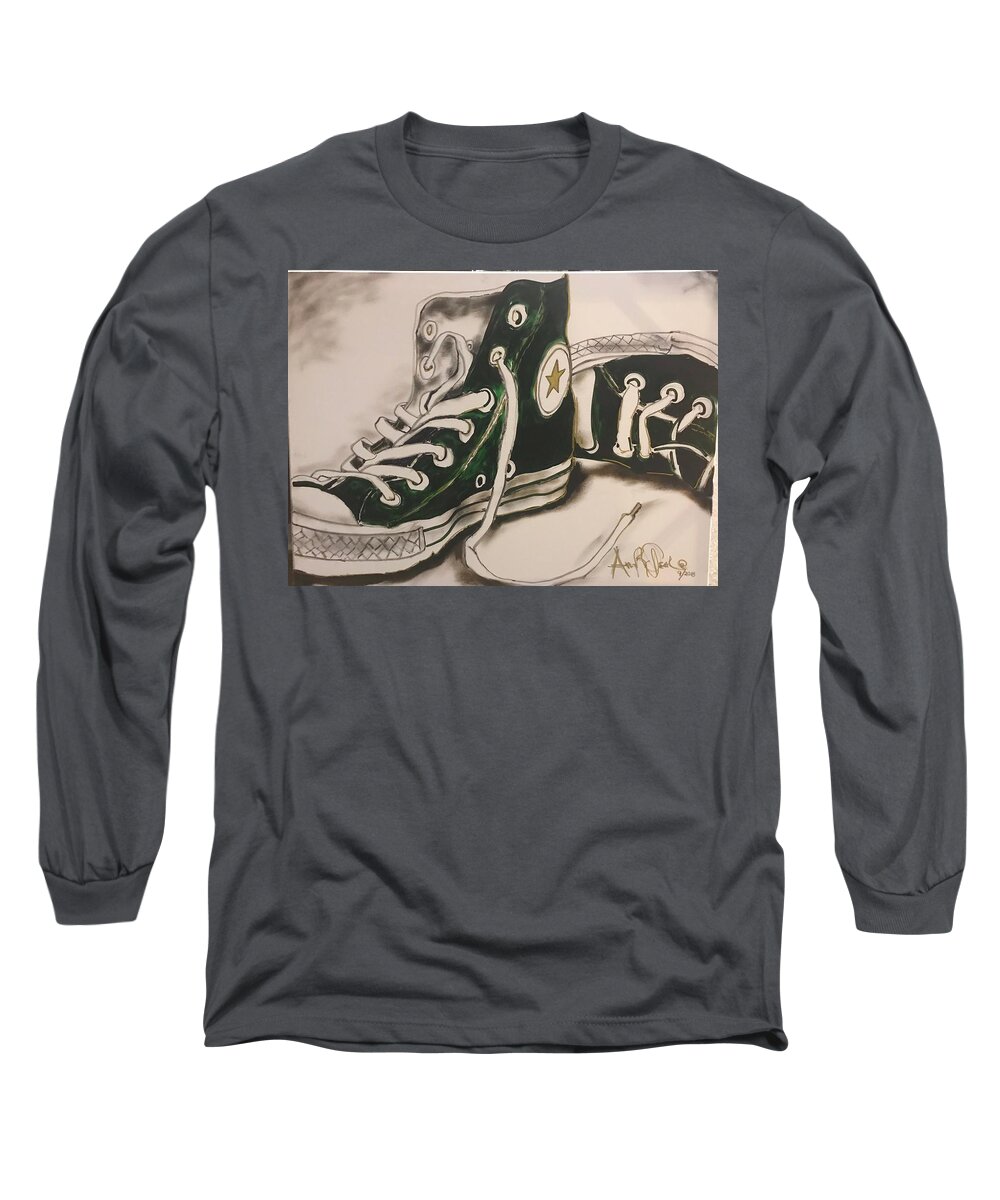  Long Sleeve T-Shirt featuring the mixed media Green by Angie ONeal