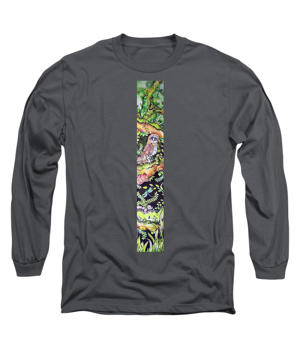 Karlakayart Long Sleeve T-Shirt featuring the tapestry - textile Green Owl by Karla Kay Benjamin