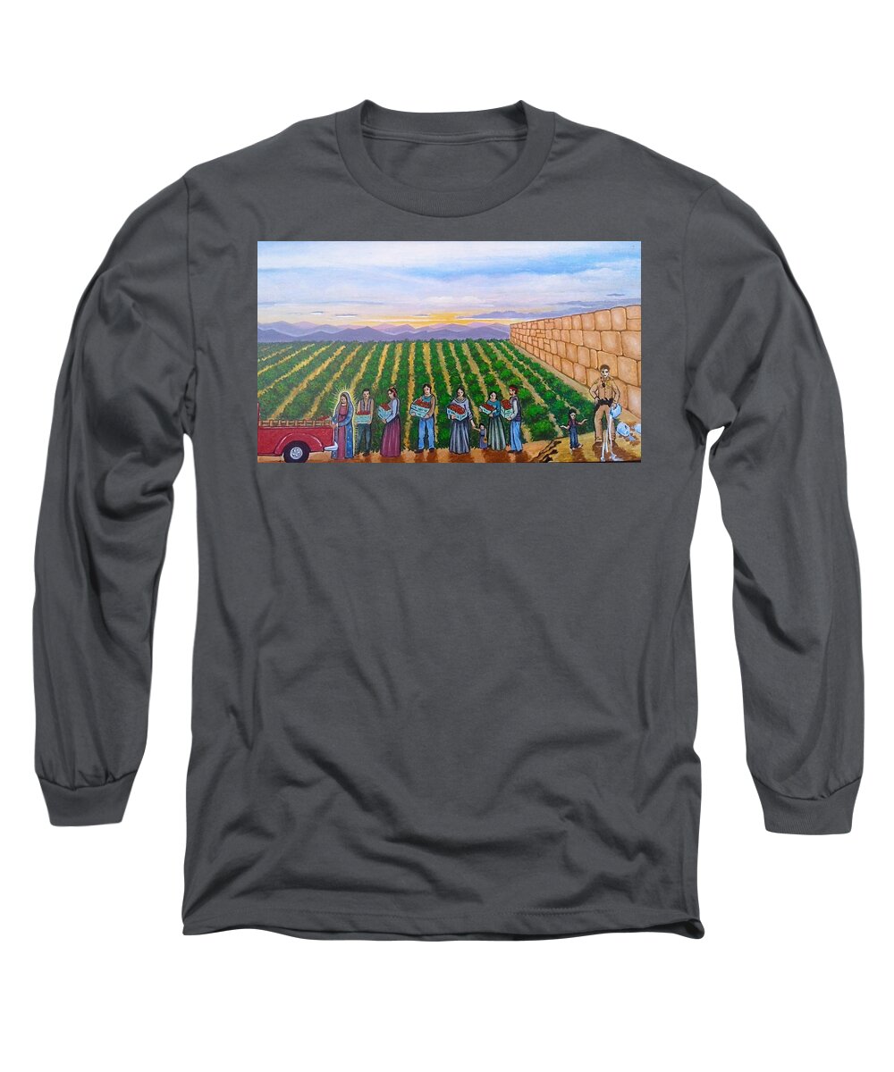Guadalupe Long Sleeve T-Shirt featuring the painting Guadalupe is with Them by James RODERICK