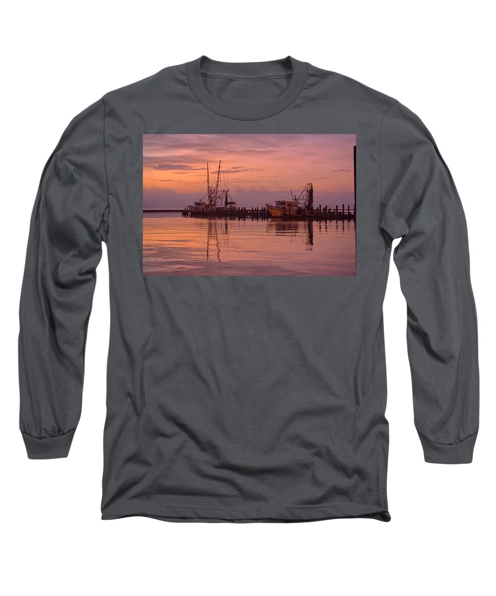 Shrimp Boats Long Sleeve T-Shirt featuring the photograph Gulf and Bay Shrimpers by Ty Husak