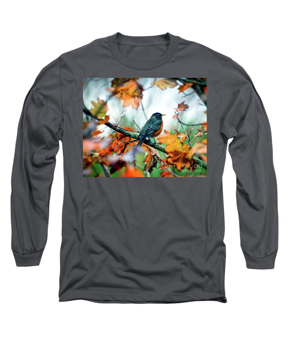 Robin Long Sleeve T-Shirt featuring the photograph Hanging Out With Autumn 2 by Kerri Farley
