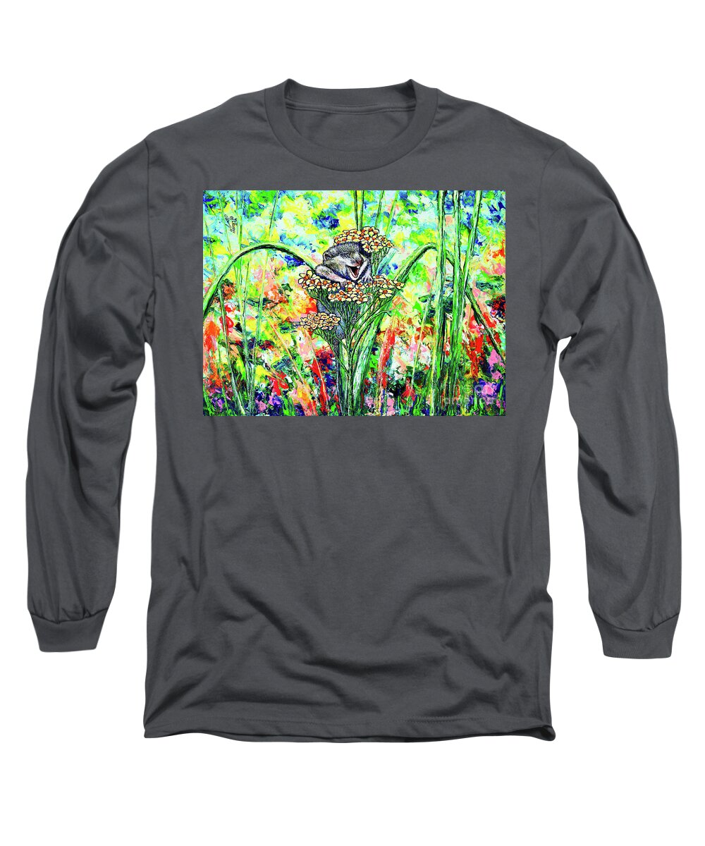 Happy Long Sleeve T-Shirt featuring the painting Happy Hamster by Viktor Lazarev