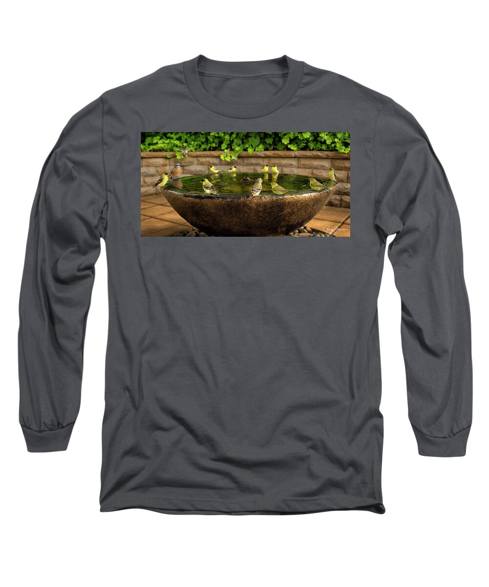 Gary-johnson Long Sleeve T-Shirt featuring the photograph Happy Hour at the Watering Hole by Gary Johnson