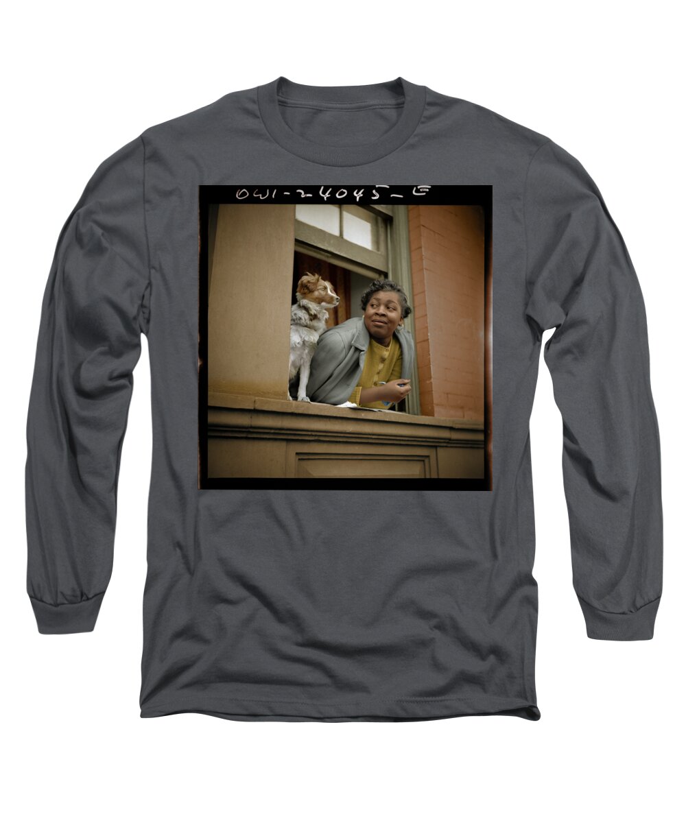 Oil On Canvas Long Sleeve T-Shirt featuring the digital art Harlem Days 1943 by Gordon Parks by Celestial Images