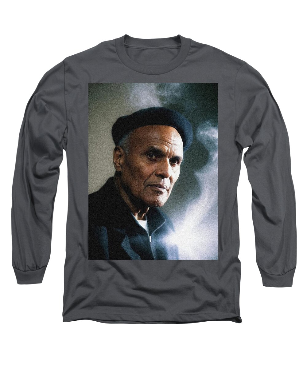 Harry Long Sleeve T-Shirt featuring the photograph Harry Belafonte, Music Star by Esoterica Art Agency