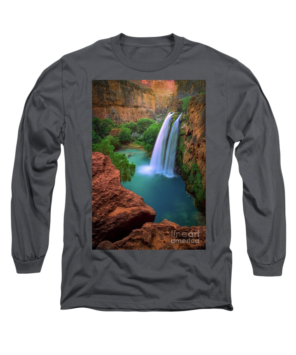 America Long Sleeve T-Shirt featuring the photograph Havasu Falls Ledge by Inge Johnsson