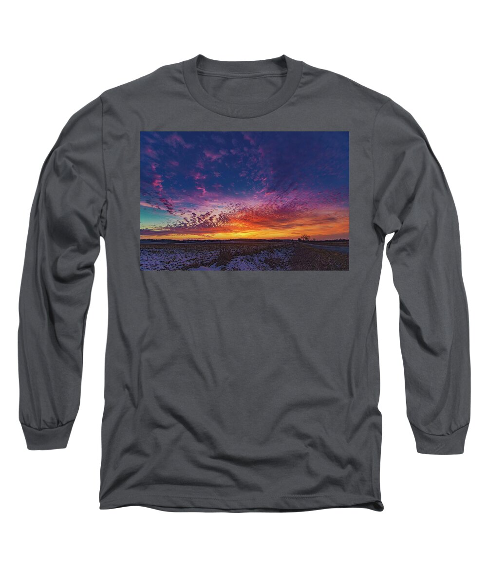  Long Sleeve T-Shirt featuring the photograph Hawkeye WMA Sunset 12-19-20 by Paul Brooks