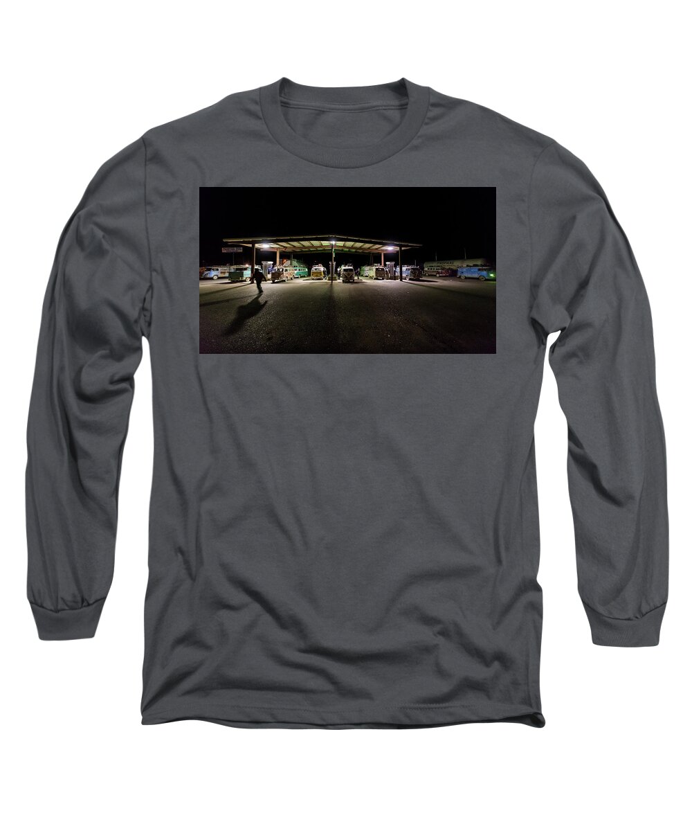 Richard Kimbrough Long Sleeve T-Shirt featuring the photograph Hayfork Gas Station Invasion by Richard Kimbrough