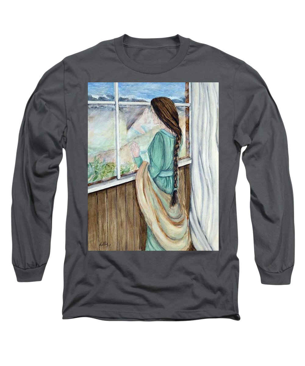 Young Girl Long Sleeve T-Shirt featuring the painting Her Dreams Are Out There by Kelly Mills
