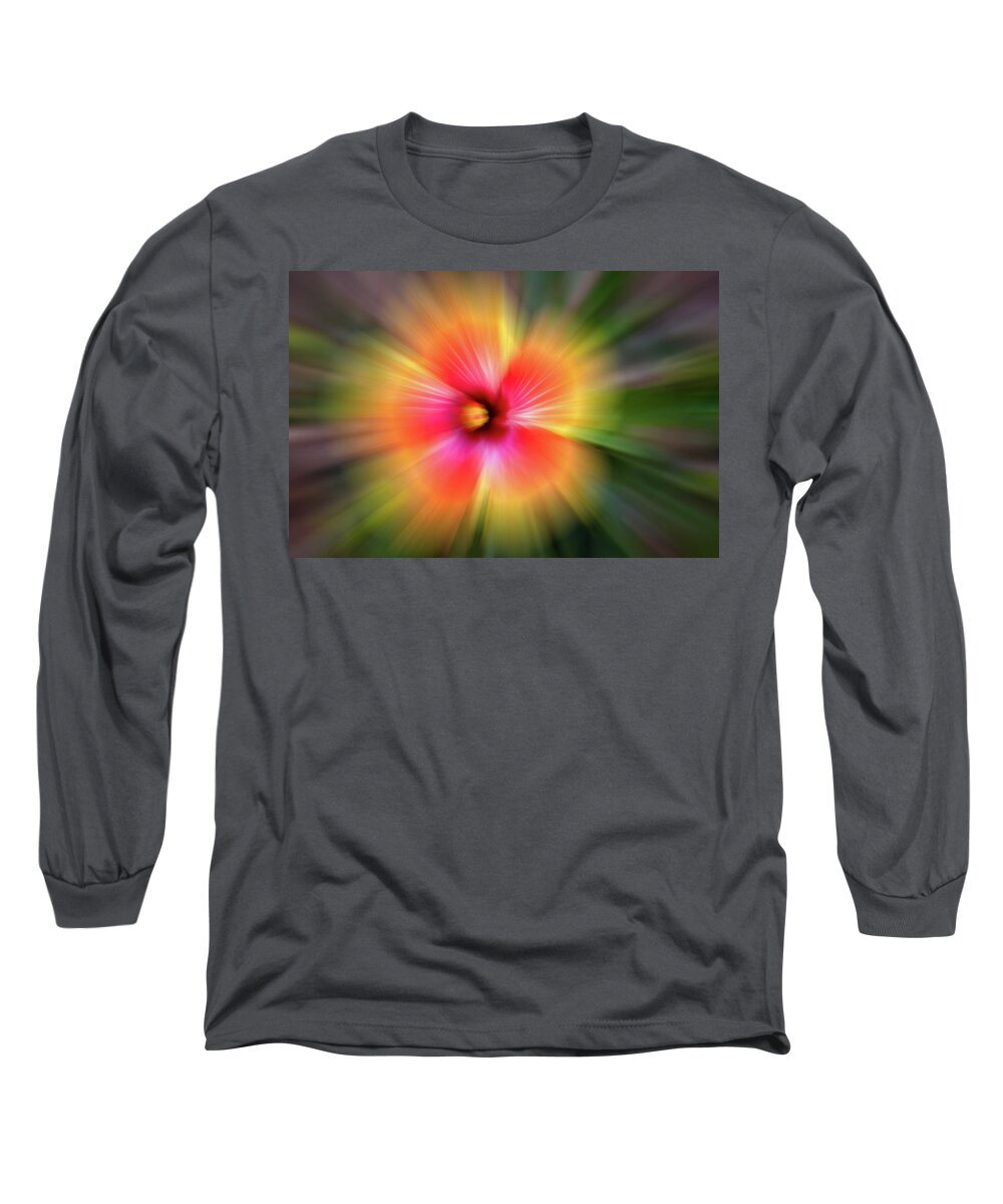Flower Long Sleeve T-Shirt featuring the digital art Hibiscus Zoom by John Kirkland