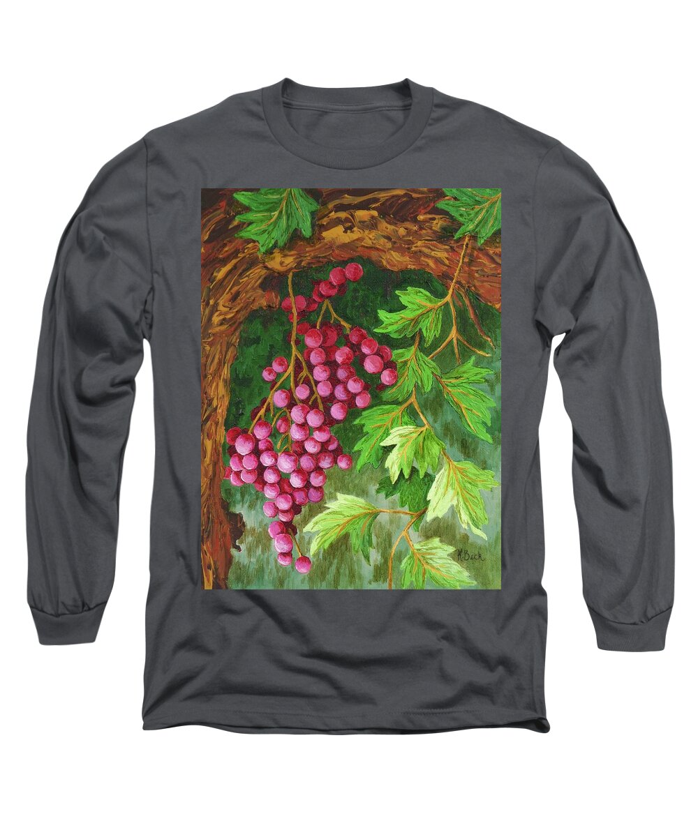 Grapes Long Sleeve T-Shirt featuring the painting Hidden Treasure by Katherine Young-Beck