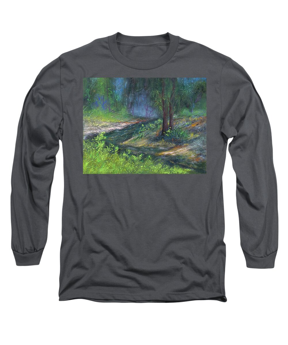 Creek Long Sleeve T-Shirt featuring the pastel High Country Creek by Sandra Lee Scott
