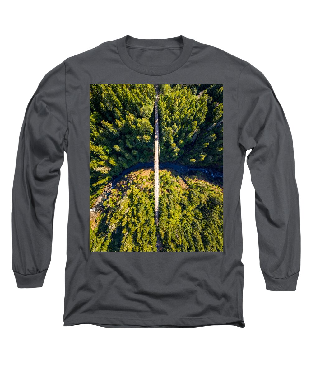 Drone Long Sleeve T-Shirt featuring the photograph High Steel Bridge Top Down by Clinton Ward