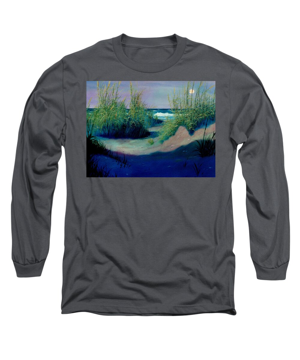 Hilton Head Long Sleeve T-Shirt featuring the painting Hilton Head Dunes by Blue Sky