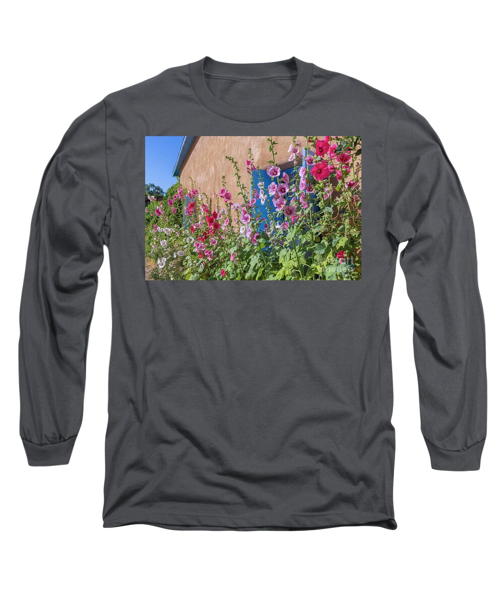 Taos Long Sleeve T-Shirt featuring the photograph Hollyhock Peace by Elijah Rael