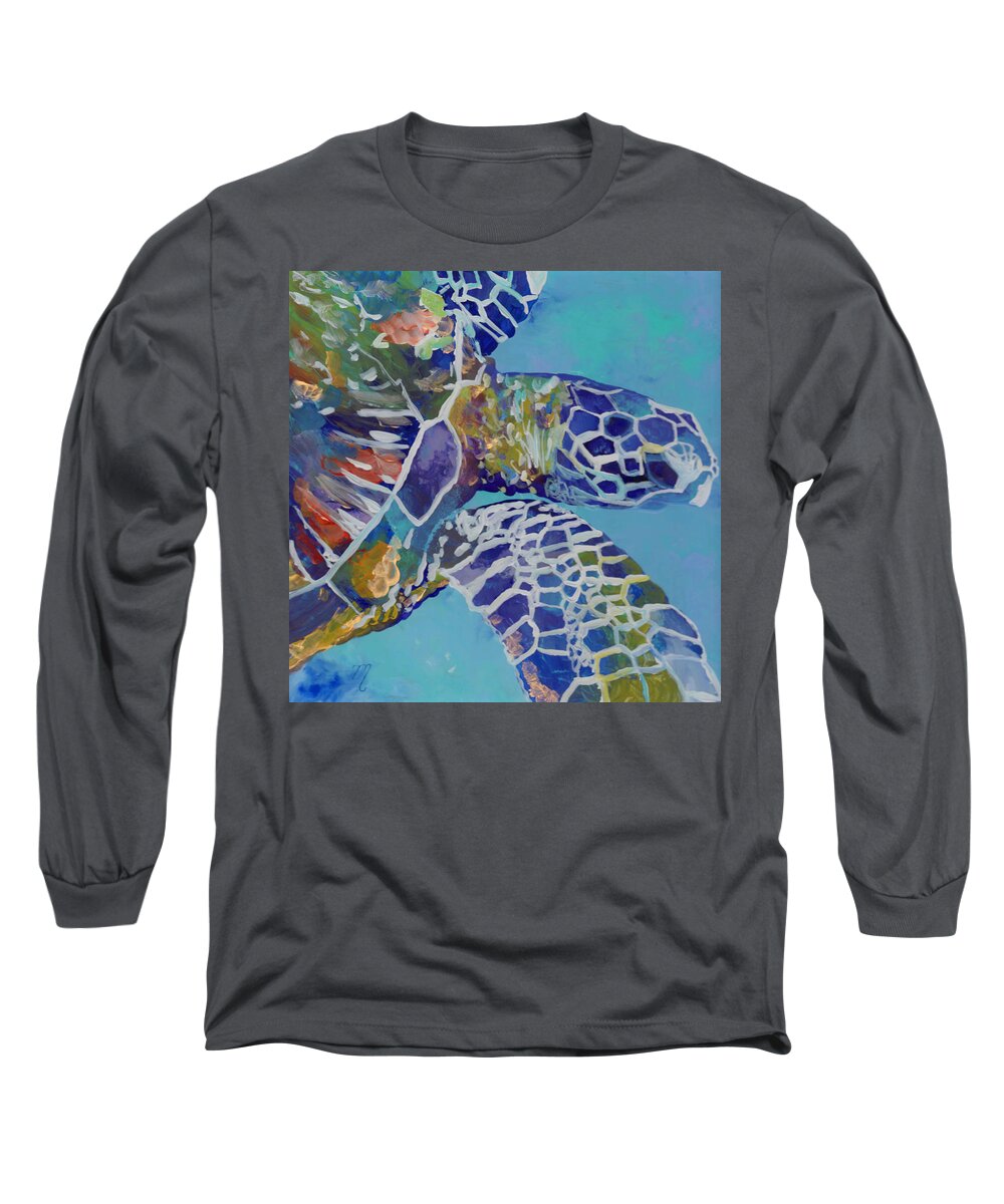 Honu Long Sleeve T-Shirt featuring the painting Honu by Marionette Taboniar