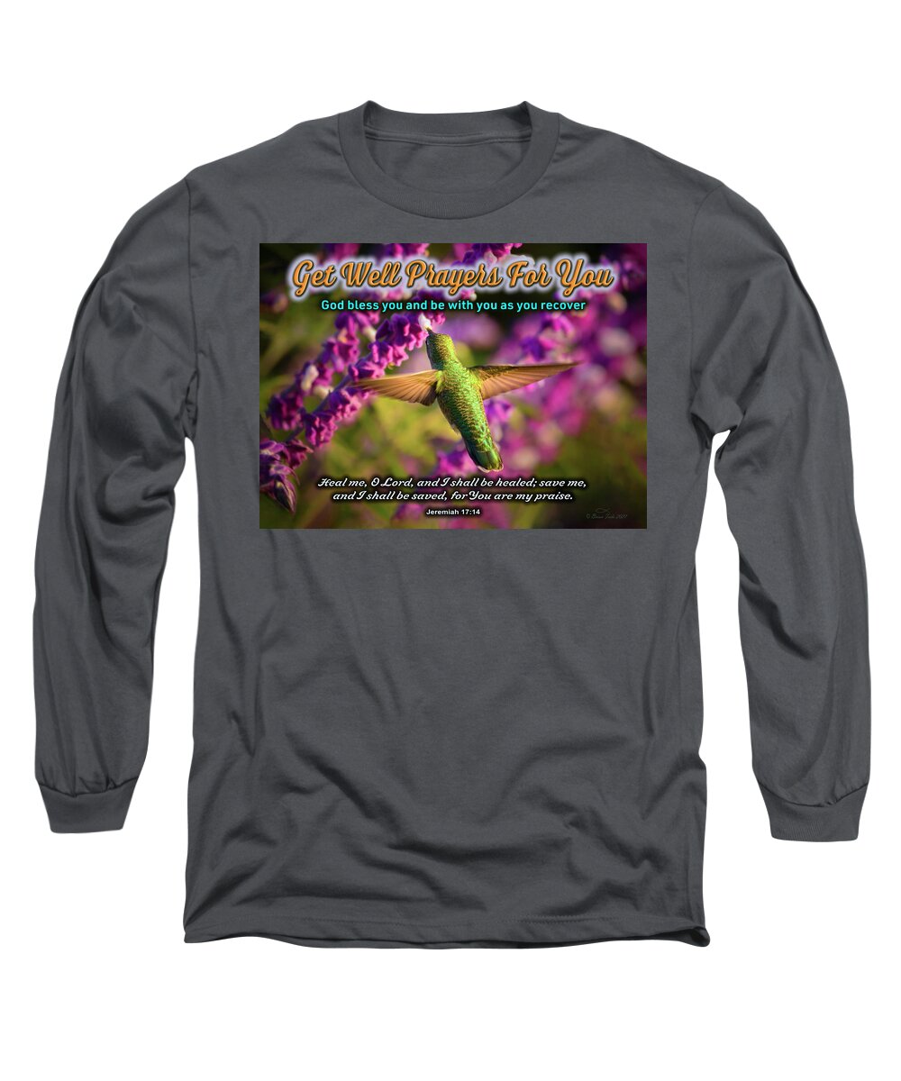Christian Long Sleeve T-Shirt featuring the photograph Hummingbird Get Well Card by Brian Tada