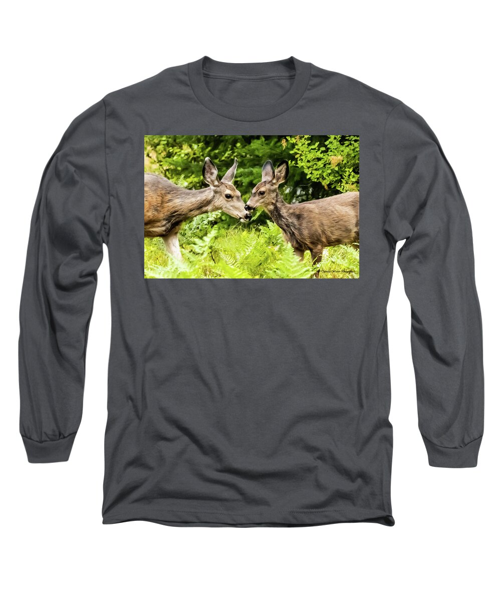 Deer Long Sleeve T-Shirt featuring the photograph I love you, Mama by Tahmina Watson