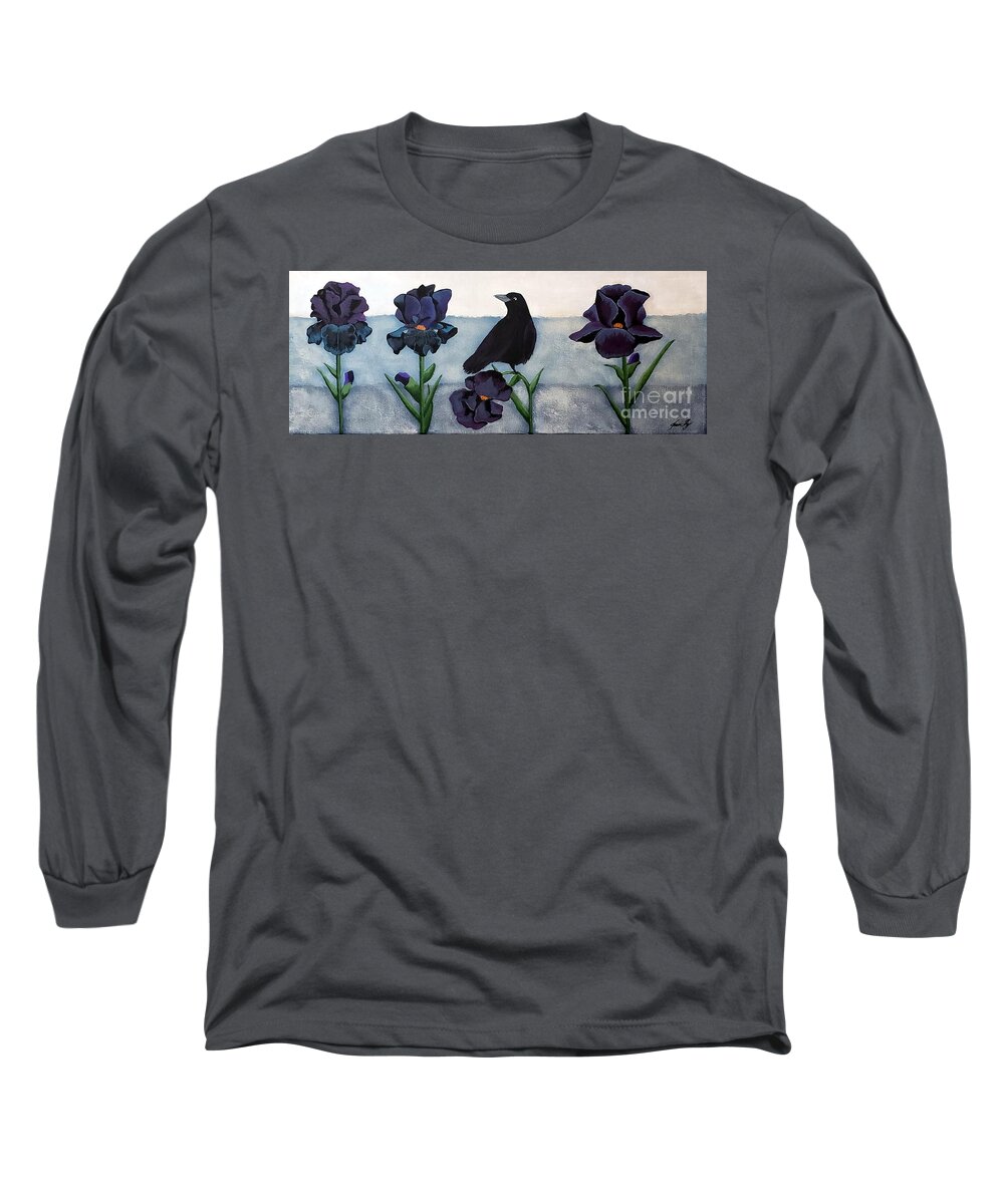 Crow Long Sleeve T-Shirt featuring the painting Illusions by Jean Fry