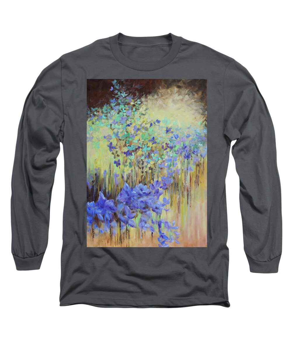Iris Long Sleeve T-Shirt featuring the painting In Flight by Jo Smoley