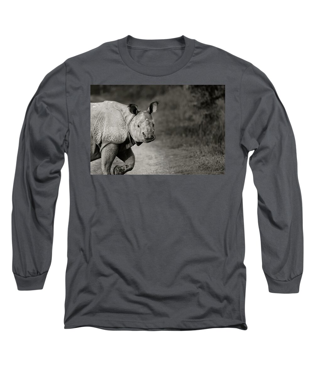 Indian Rhinoceros Long Sleeve T-Shirt featuring the photograph Gentle Gaze by Puttaswamy Ravishankar