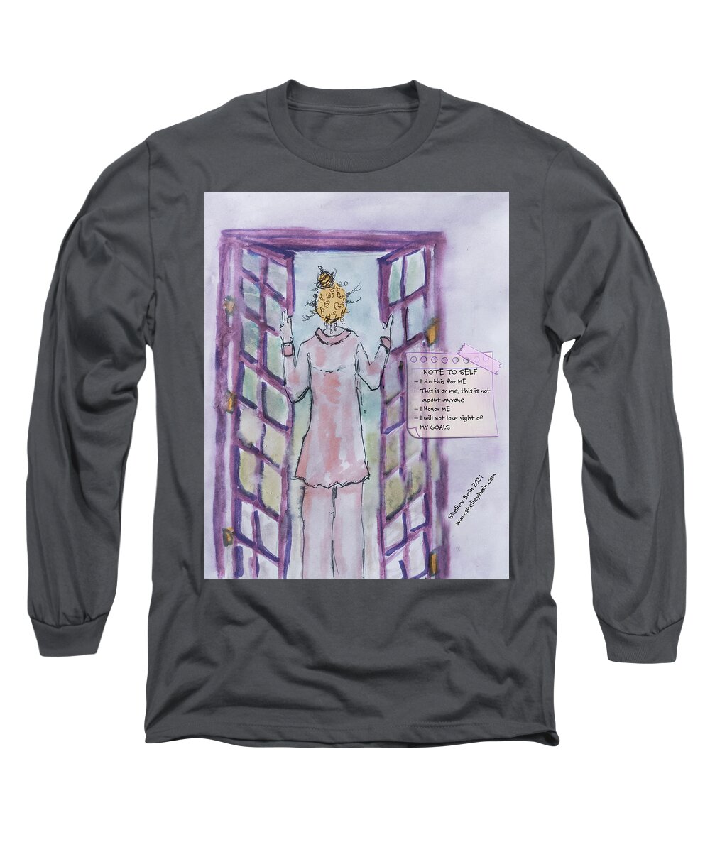 Daily Long Sleeve T-Shirt featuring the mixed media Inspiration #30 by Shelley Bain