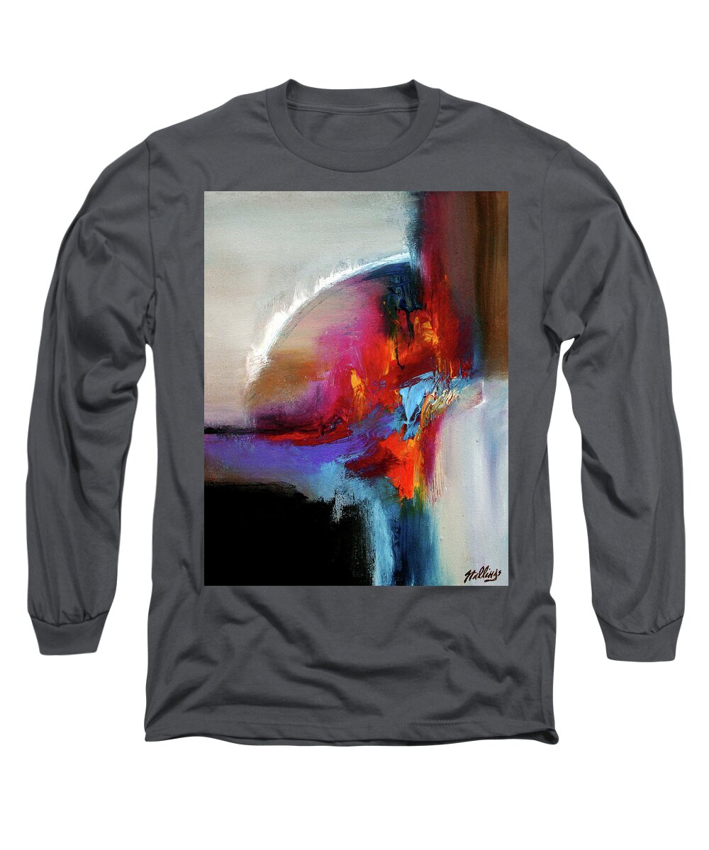 Abstract Long Sleeve T-Shirt featuring the painting Into Rose by Jim Stallings
