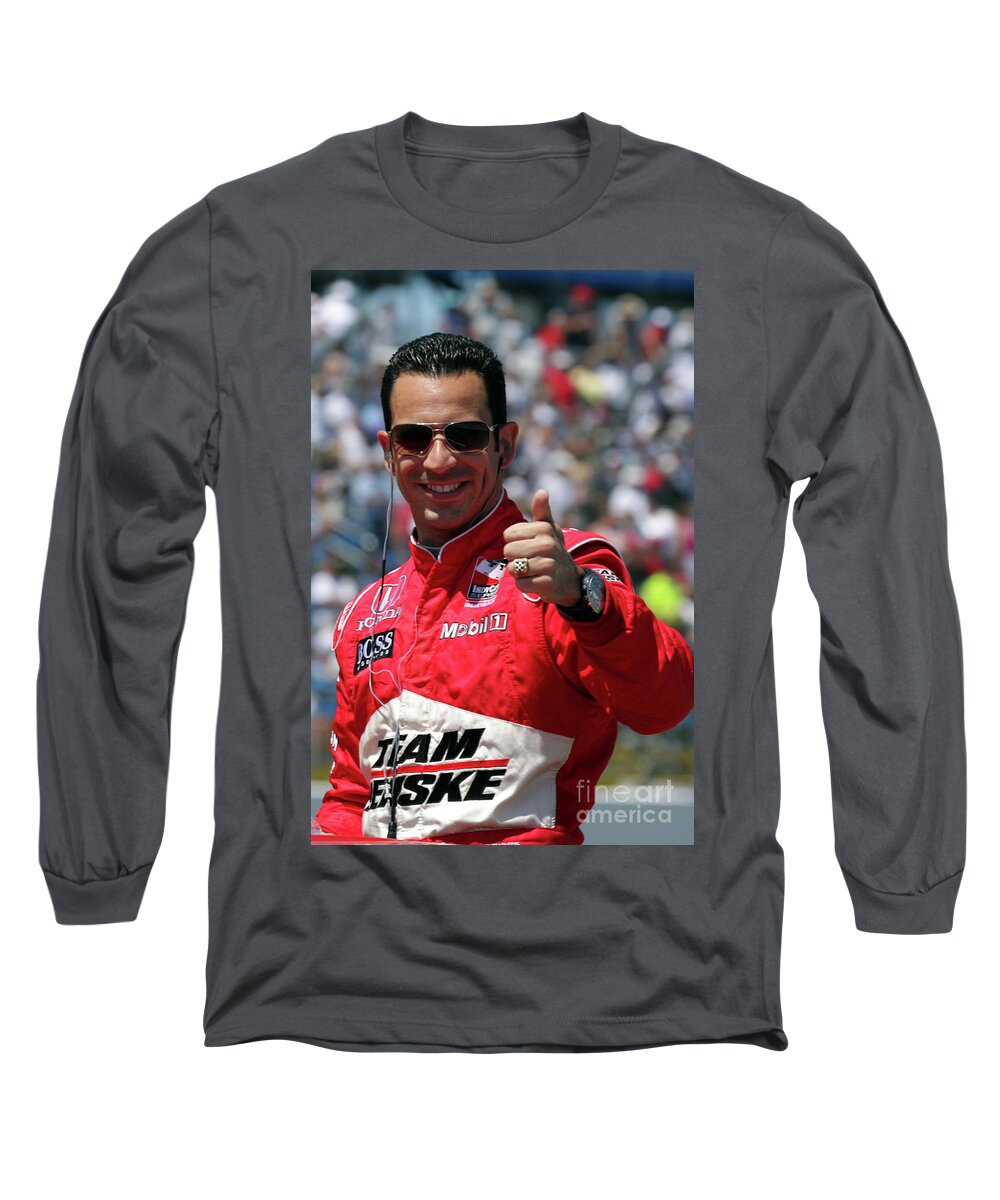 Indy;car;racing;motorsports;irl;newton Long Sleeve T-Shirt featuring the photograph Helio Castroneves IRL Racing by Pete Klinger