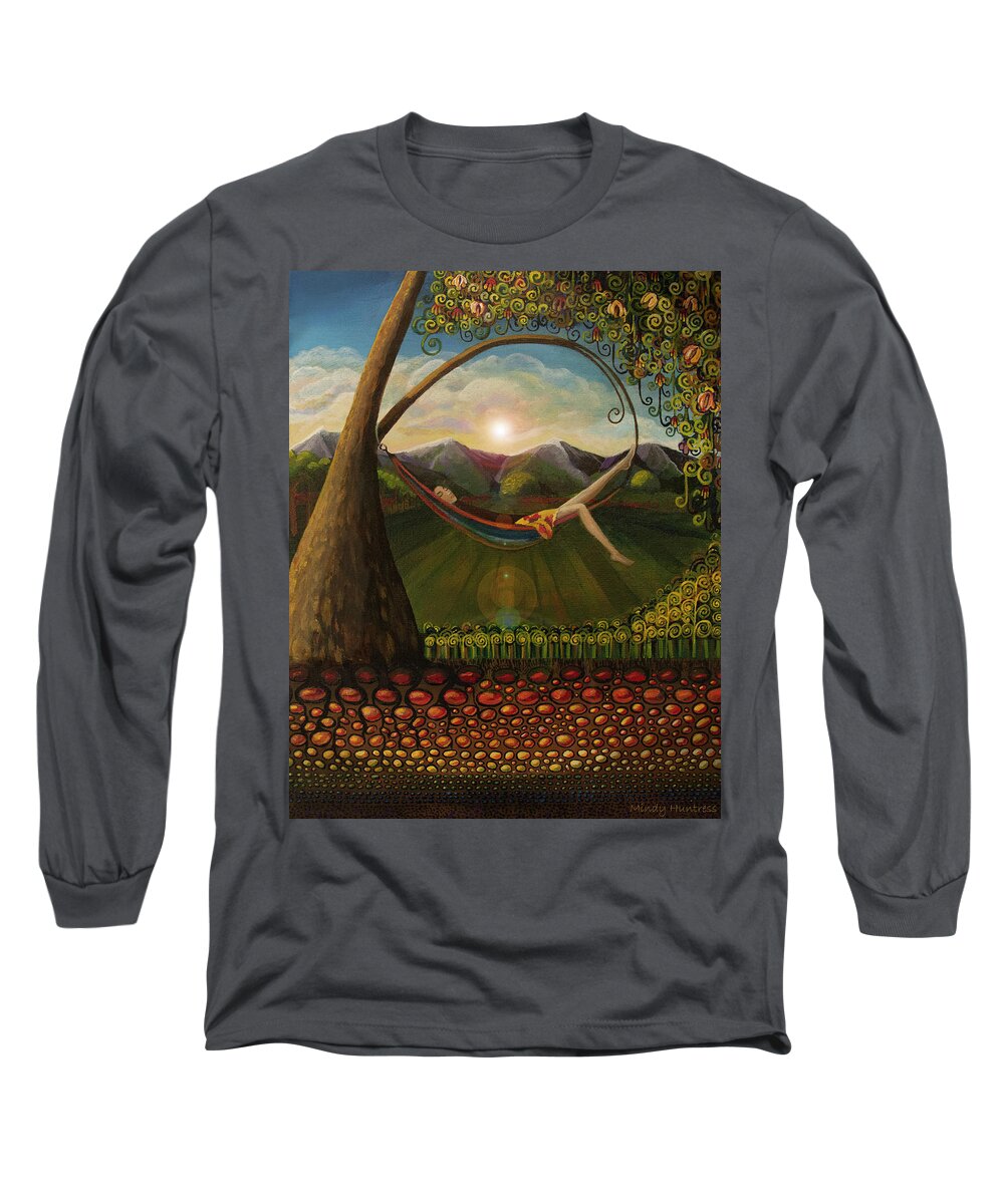 Pop Surrealism Long Sleeve T-Shirt featuring the painting It Feels Like Summer by Mindy Huntress
