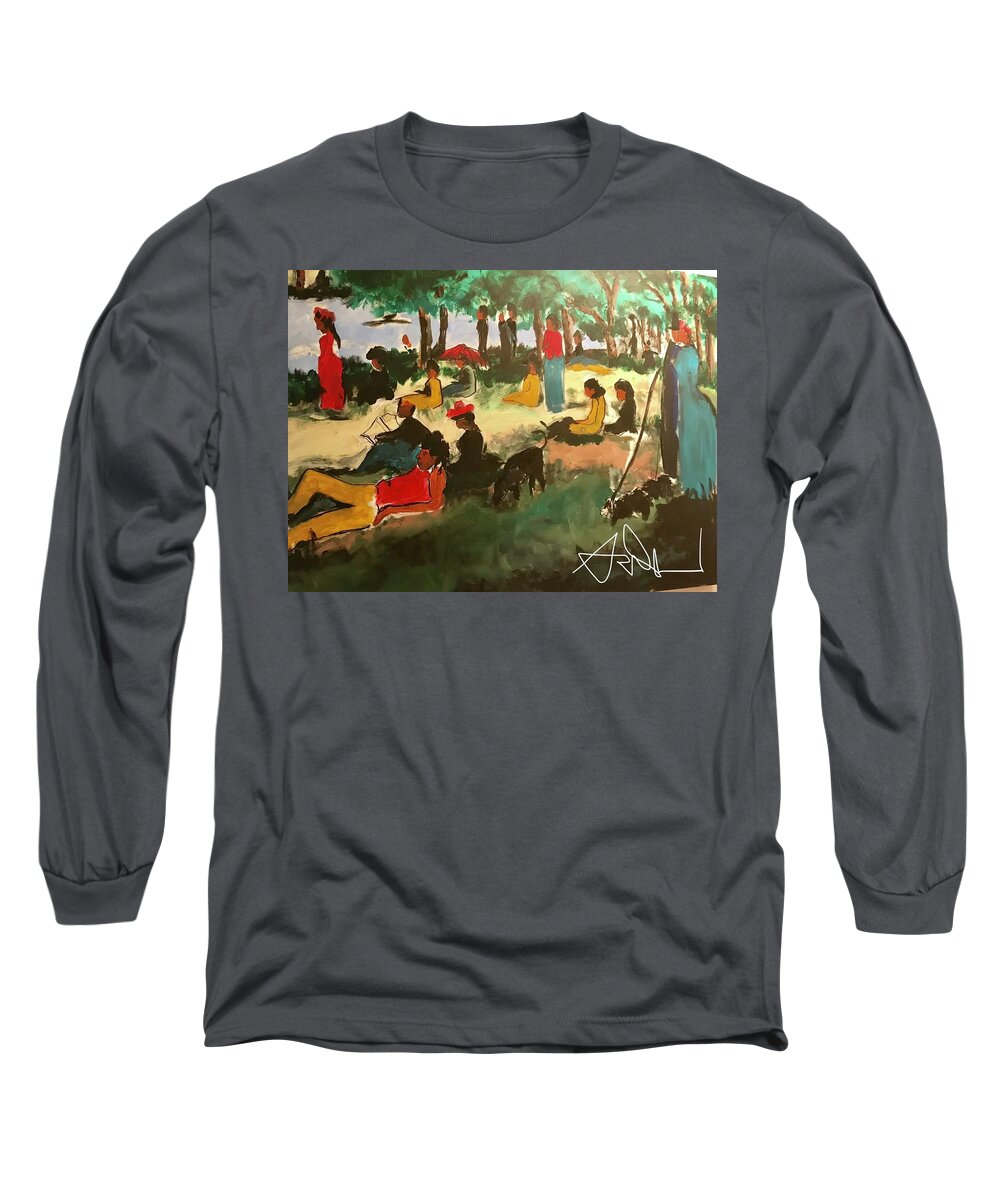  Long Sleeve T-Shirt featuring the painting Juneteenth by Angie ONeal
