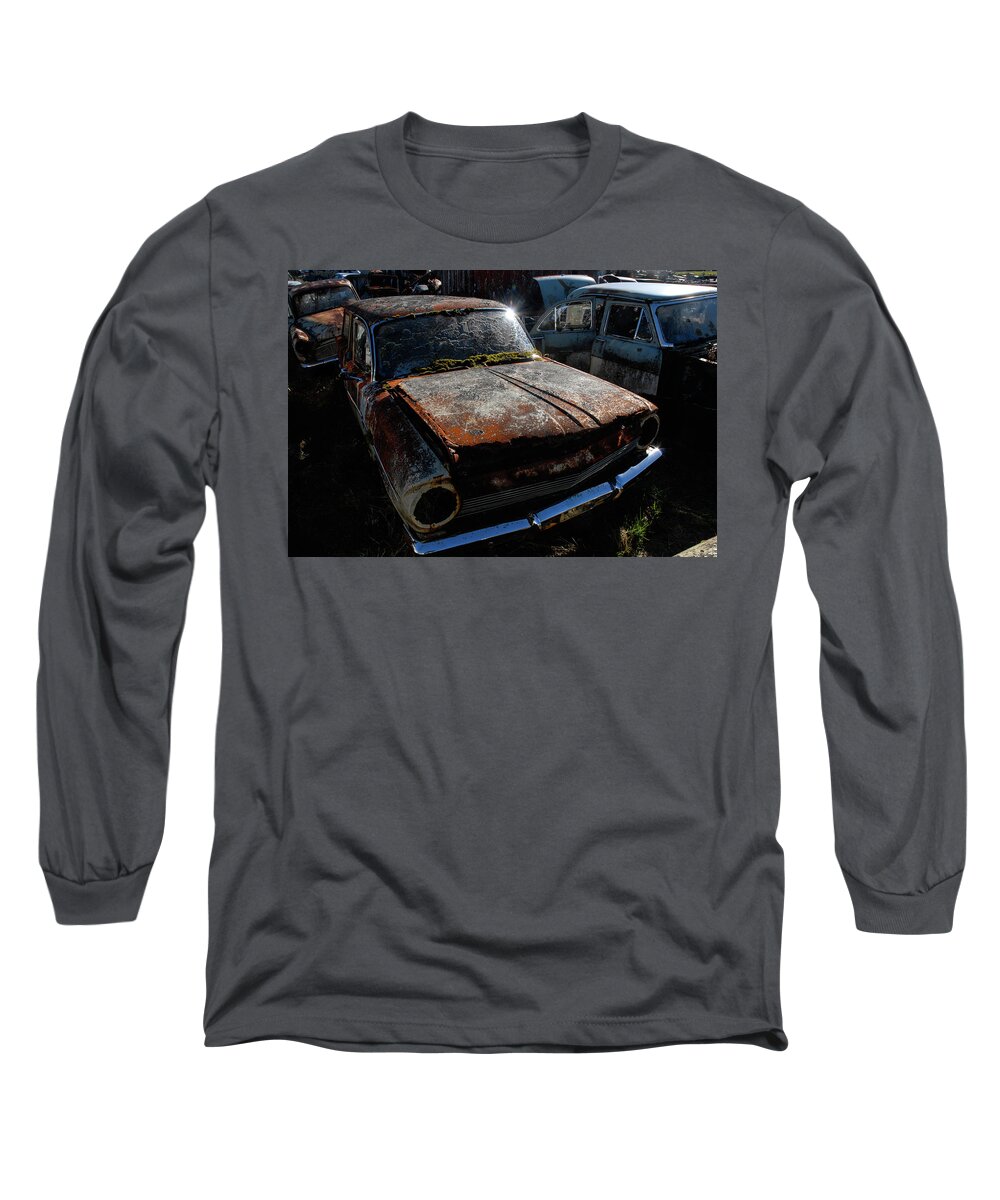 Wrecking Yard Long Sleeve T-Shirt featuring the photograph The Junkyard Diaries III - Smash Palace, North Island, New Zealand by Earth And Spirit