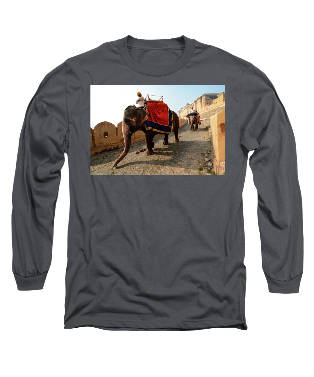 India Long Sleeve T-Shirt featuring the photograph Kingdom Come II - Amber Fort, Rajasthan. India by Earth And Spirit