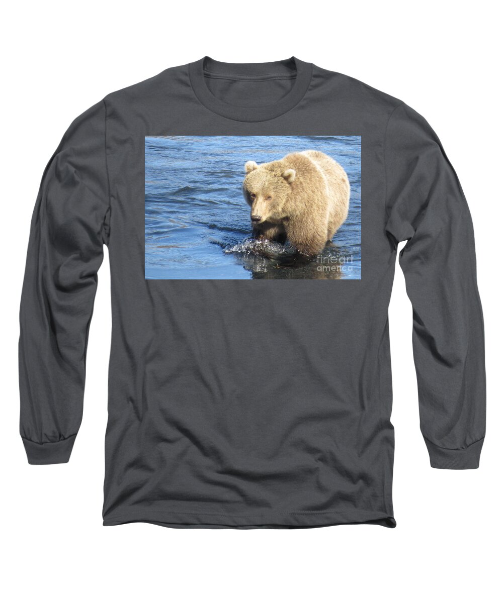 Action Long Sleeve T-Shirt featuring the photograph Kodiak Bear by World Reflections By Sharon