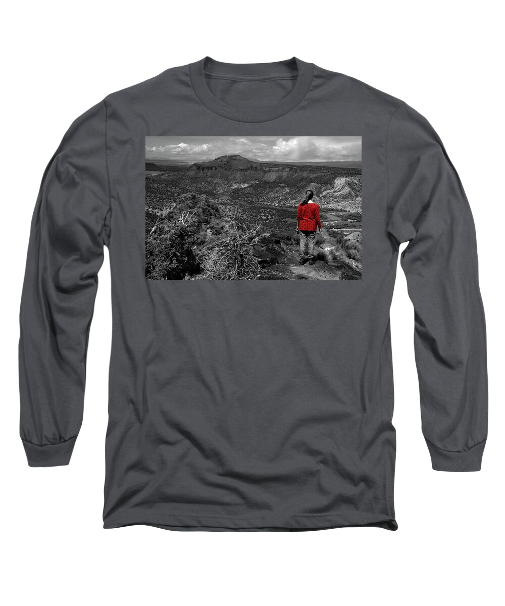 Overlook Park Long Sleeve T-Shirt featuring the photograph Lady in Red Jacket by James C Richardson