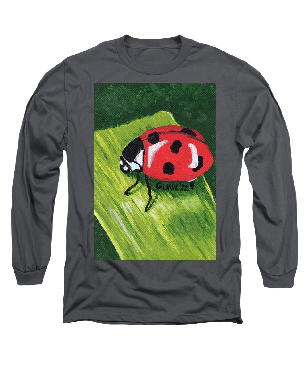 Ladybug Long Sleeve T-Shirt featuring the painting Ladybug by Katrina Gunn