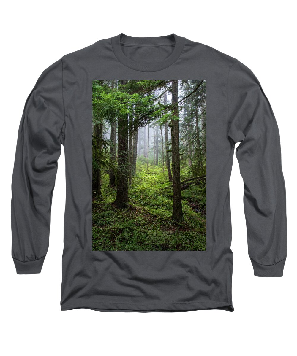 Larch Mountain Fog Long Sleeve T-Shirt featuring the photograph Larch Mountain Fog by Catherine Avilez