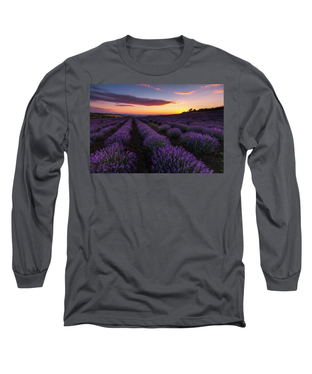 Bulgaria Long Sleeve T-Shirt featuring the photograph Lavender Sky by Evgeni Dinev