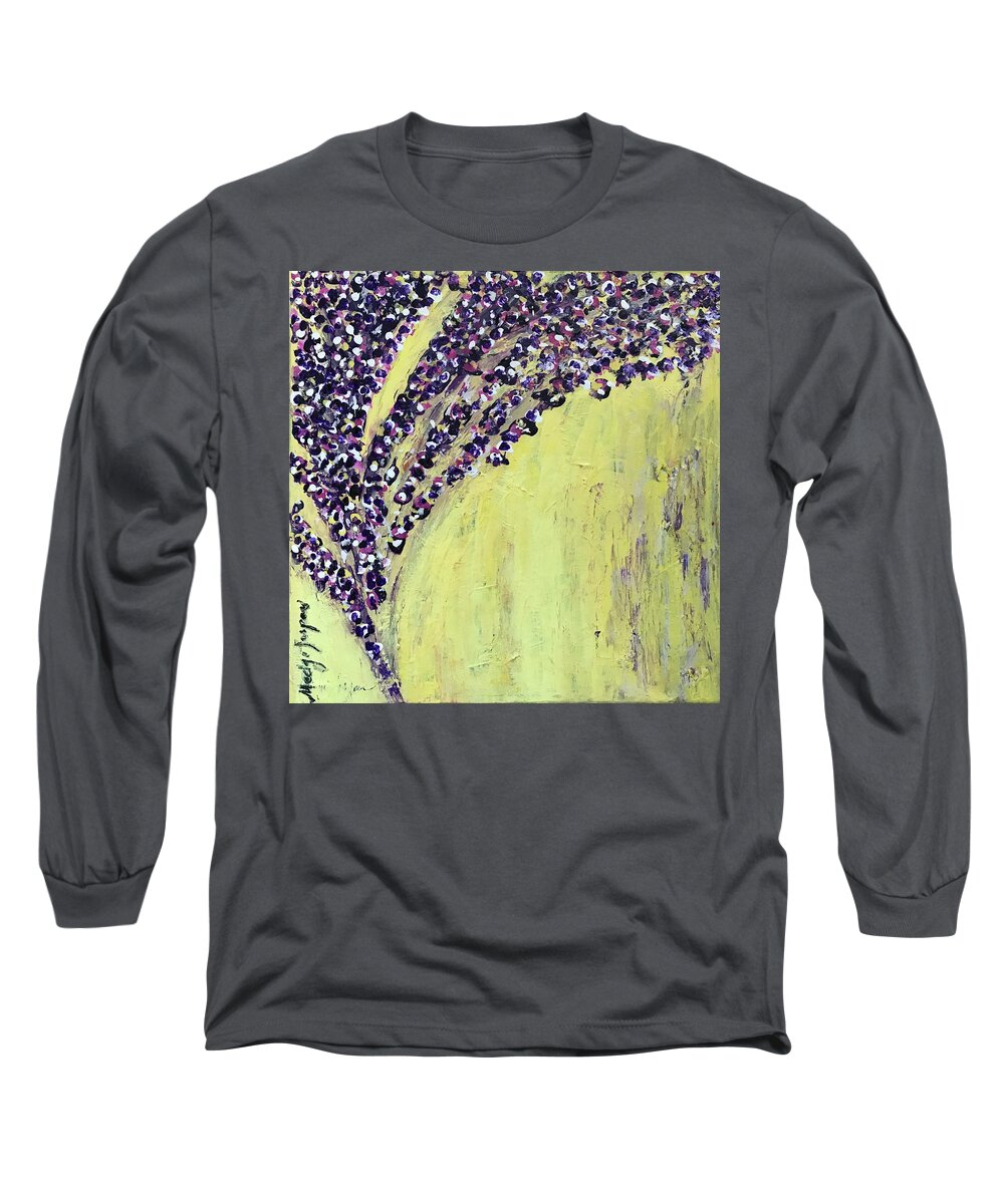 Yellow Long Sleeve T-Shirt featuring the painting L'envol by Medge Jaspan