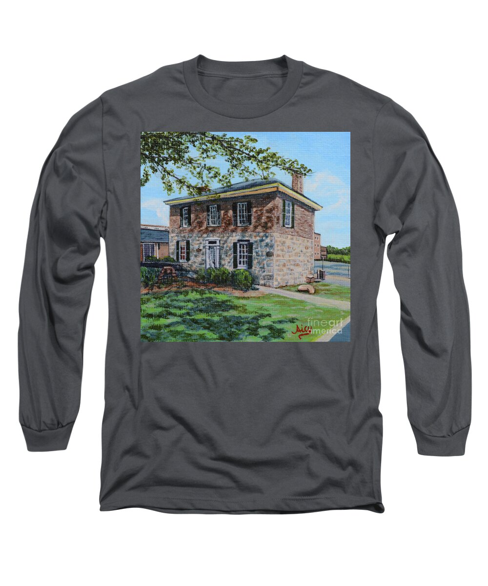 Historic Long Sleeve T-Shirt featuring the painting Leonardtown Old Jail Museum and Visitor Center by Aicy Karbstein