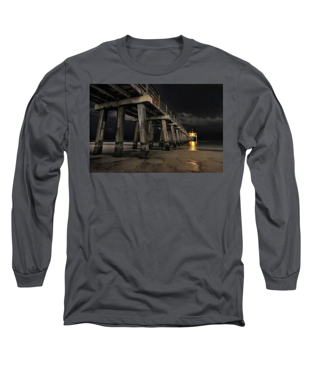 Pier Long Sleeve T-Shirt featuring the photograph Light At The End by Steve Ladner