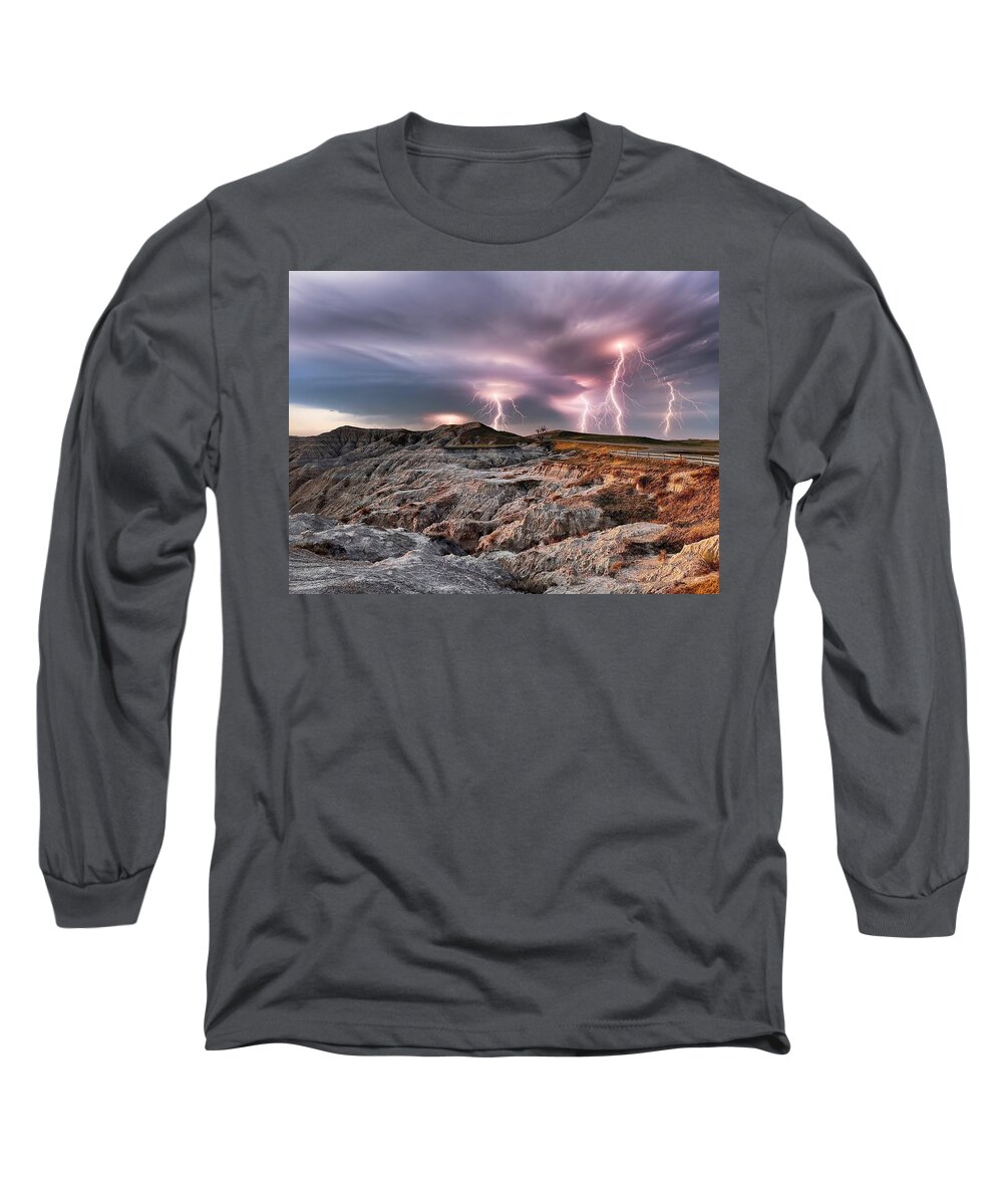 Lightning Long Sleeve T-Shirt featuring the photograph Lightning Strikes by Carolyn Mickulas