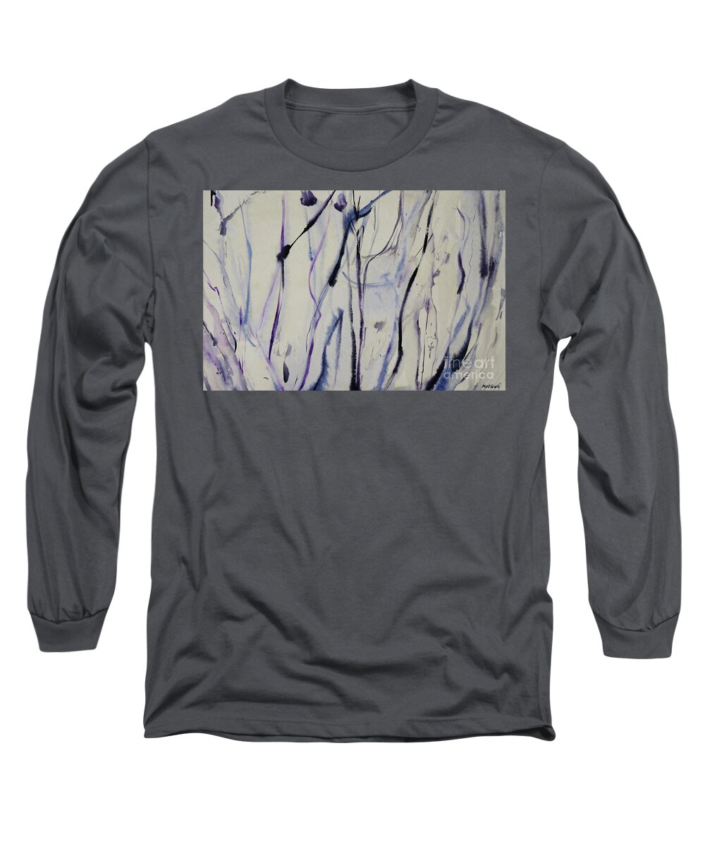 Watercolour Long Sleeve T-Shirt featuring the painting Lilac Hues by Mini Arora