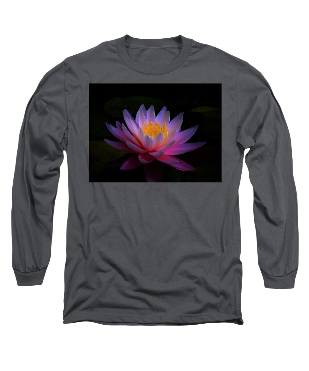 - Lily In The Dark Long Sleeve T-Shirt featuring the photograph - Lily in the dark by THERESA Nye